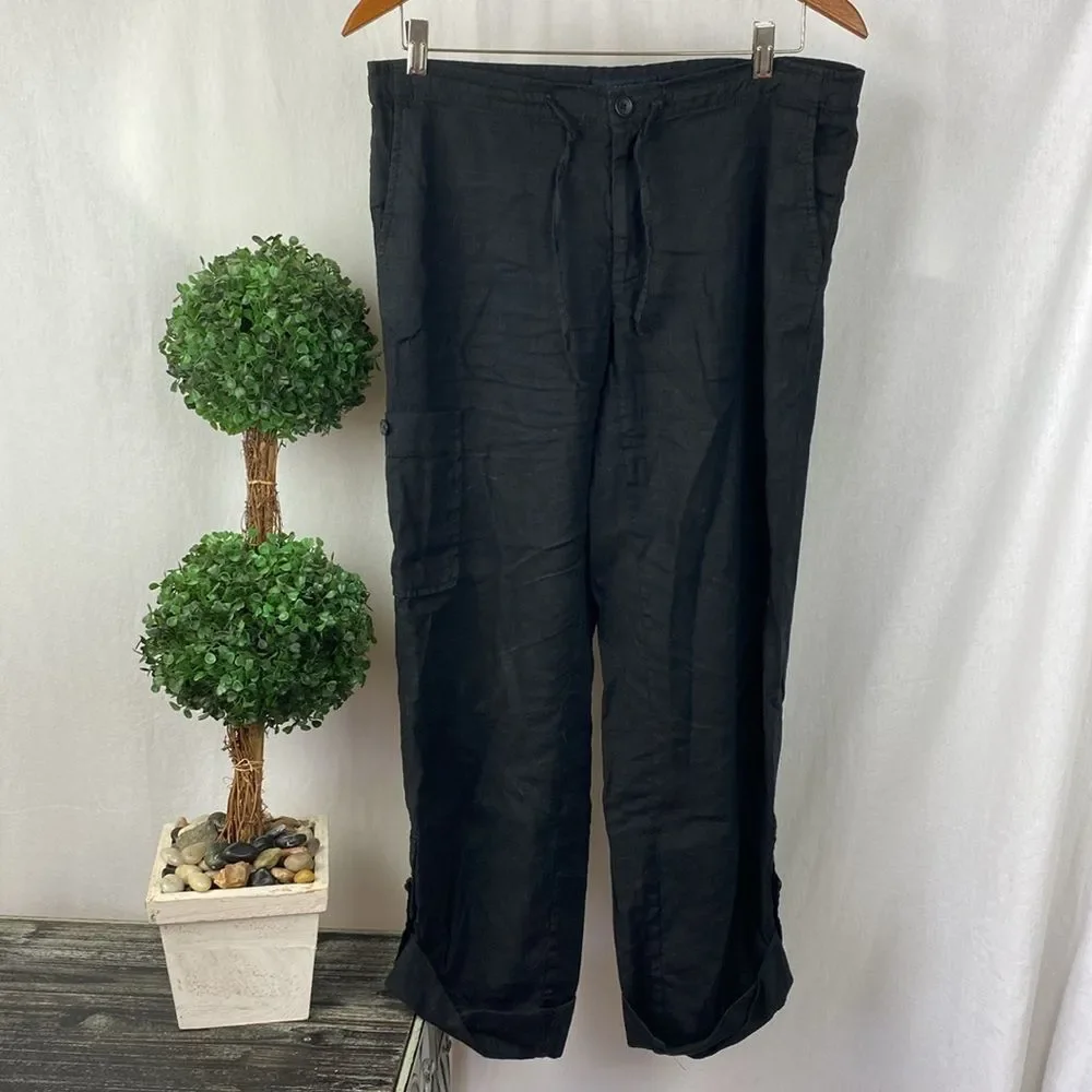 Banana Republic Linen Blend Black Casual Pants 6